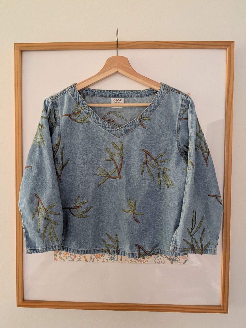 Vintage 90s CMC Embroidered Chambray Top